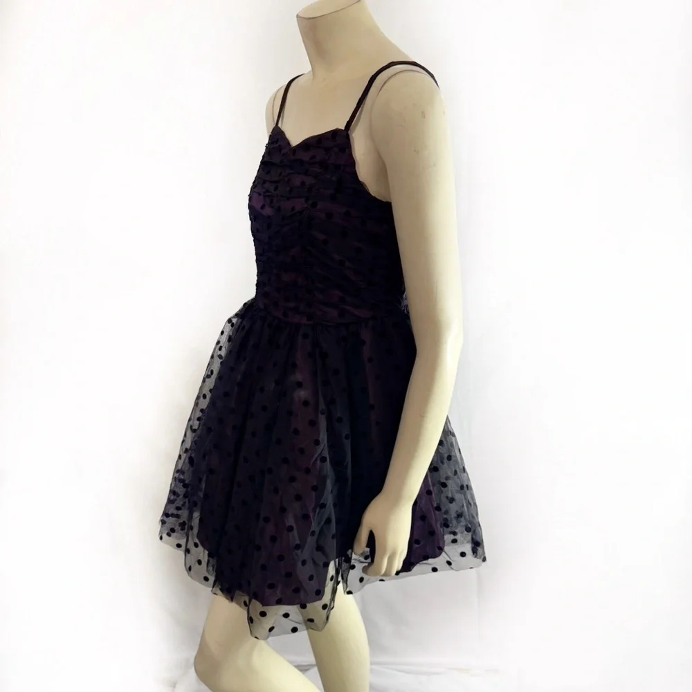 Tilt Girls polkadot tulle black and purple mini dress